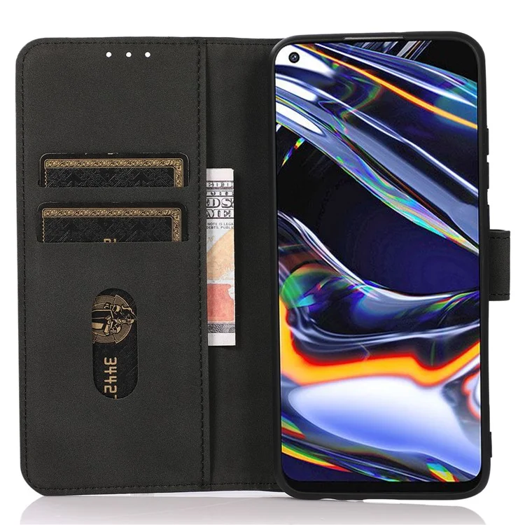 KHAZNEH For Motorola Moto G73 5G Textured Anti-drop Wallet Cover Flip Leather Mobile Phone Case with Stand - Black