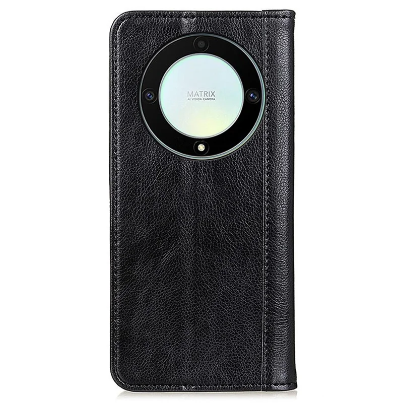 For Honor X9a / X40 / Magic5 Lite 5G Litchi Texture Split Leather Phone Case Shockproof Wallet Cover with Stand - Black