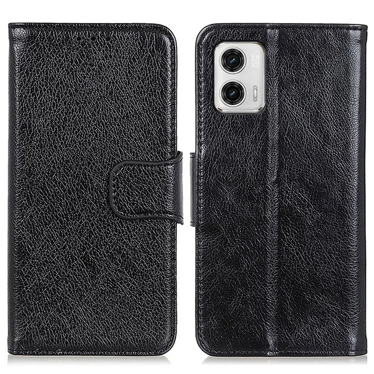 Для Motorola Moto G73 5G Чехол-книжка Nappa Texture Split Leather Anti-drop Stand Case - Чёрный