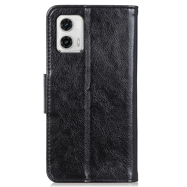 Для Motorola Moto G73 5G Чехол-книжка Nappa Texture Split Leather Anti-drop Stand Case - Чёрный