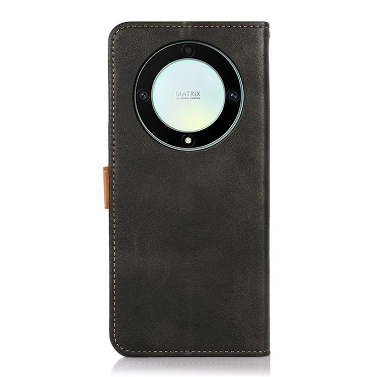 KHAZNEH For Honor X9a 5G / X40 5G / Magic5 Lite 5G Custodia in pelle PU con bottone dorato Custodia portafoglio Cowhide Texture - Nera