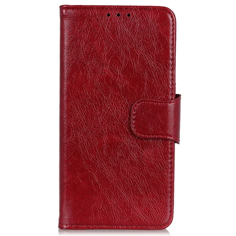 Pour Honor X8a 4G Nappa Texture Split Leather Case Foldable Stand Wallet Magnetic Clasp Phone Cover - Red