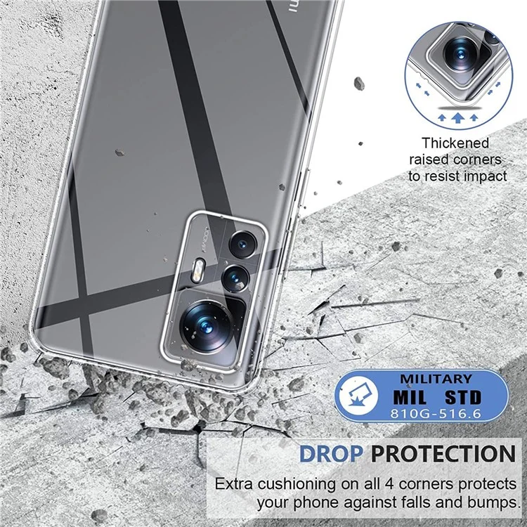 Transparent TPU Case for Xiaomi 12T Pro 5G , Anti-fingerprint Phone Protective Cover