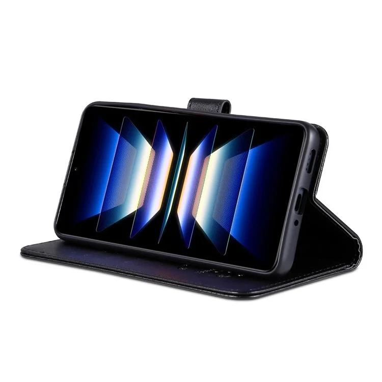 AZNS Phone Lederhülle für Xiaomi Poco F5 Pro 5G / Redmi K60 Pro 5G / K60 5G Standfunktion Brieftasche Schützende Handyhülle - Schwarz
