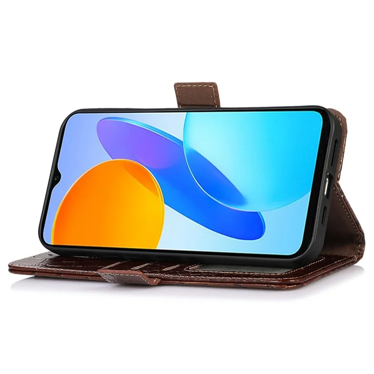 For Honor X9a 5G / X40 5G / Magic5 Lite 5G RFID Blocking Wallet Phone Cover Genuine Cowhide Leather Stand Case - Marrón