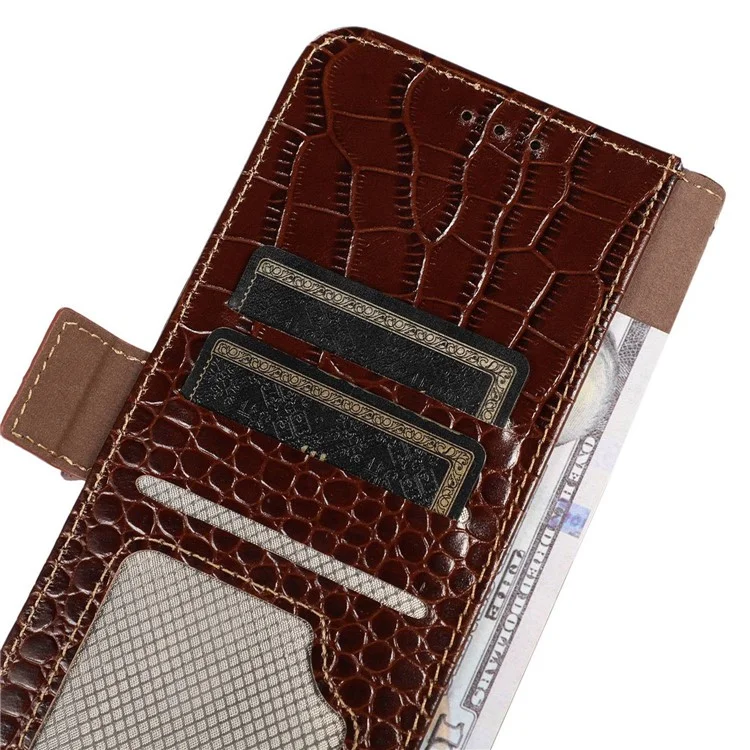 For Honor X9a 5G / X40 5G / Magic5 Lite 5G RFID Blocking Wallet Phone Cover Genuine Cowhide Leather Stand Case - Marrón