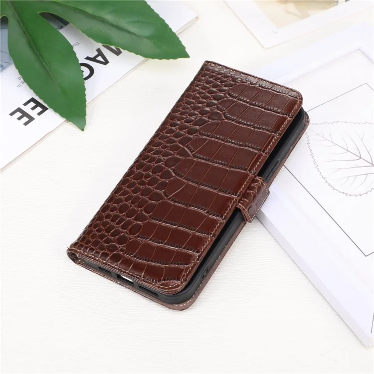 For Honor X9a 5G / X40 5G / Magic5 Lite 5G RFID Blocking Wallet Phone Cover Genuine Cowhide Leather Stand Case - Marrón