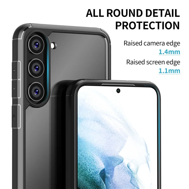 IPAKY For Samsung Galaxy S23+ Transparent Phone Case TPU + PC Drop-proof Protective Phone Cover - Black