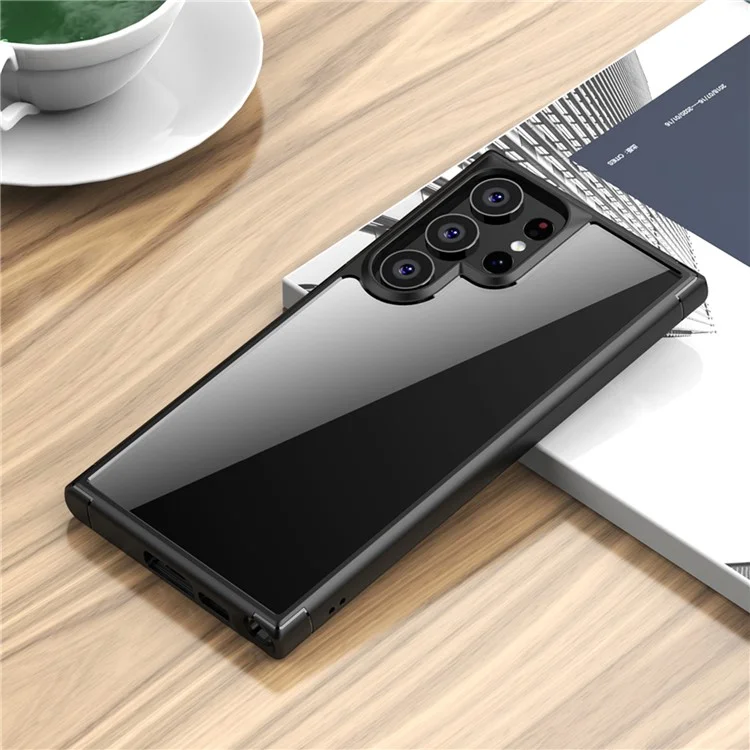 IPAKY For Samsung Galaxy S23 Ultra Phone Case TPU + PC Four Corner Airbag Clear Phone Cover - Black