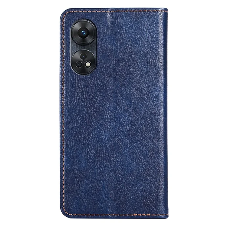 Para Oppo Reno8 T 4G Funda de Teléfono Protectora de Cuero PU con Soporte de Cartera y Cierre Magnético Automático - Azul