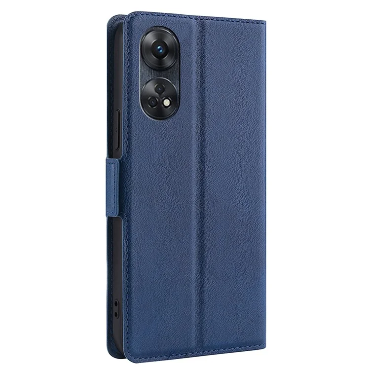 Funda protectora de teléfono con soporte y ranura para tarjetas para Oppo Reno8 T 4G, de piel sintética - Azul