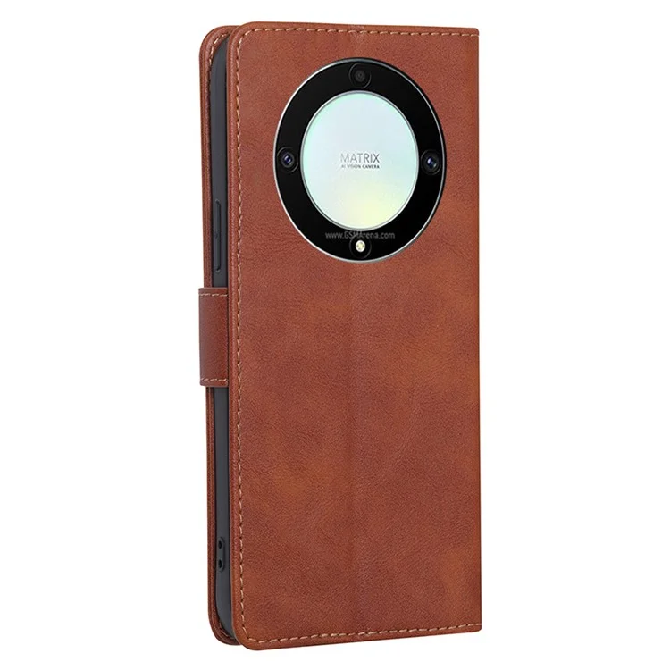 For Honor X9a 5G / X40 5G / Magic5 Lite 5G RFID Blocking Phone Leather Case Stand Wallet Phone Cover - Brown