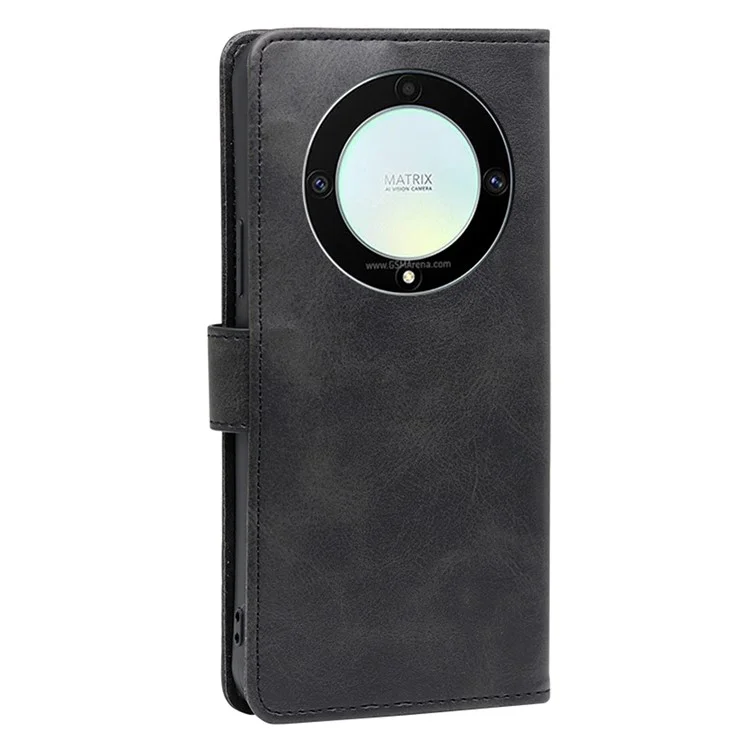 Funda para teléfono móvil para Honor X9a 5G / X40 5G / Magic5 Lite 5G, de piel de ternera PU con textura, soporte y cartera - Negro