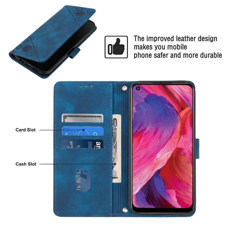 PT005 YB Imprimindo a Série de Couro PU 6 Para o Oppo A54 5G / A74 5G / A93 5G Stand Stand Skin Touch Touch Protection - Safira