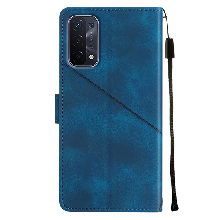 PT005 YB Imprimindo a Série de Couro PU 6 Para o Oppo A54 5G / A74 5G / A93 5G Stand Stand Skin Touch Touch Protection - Safira