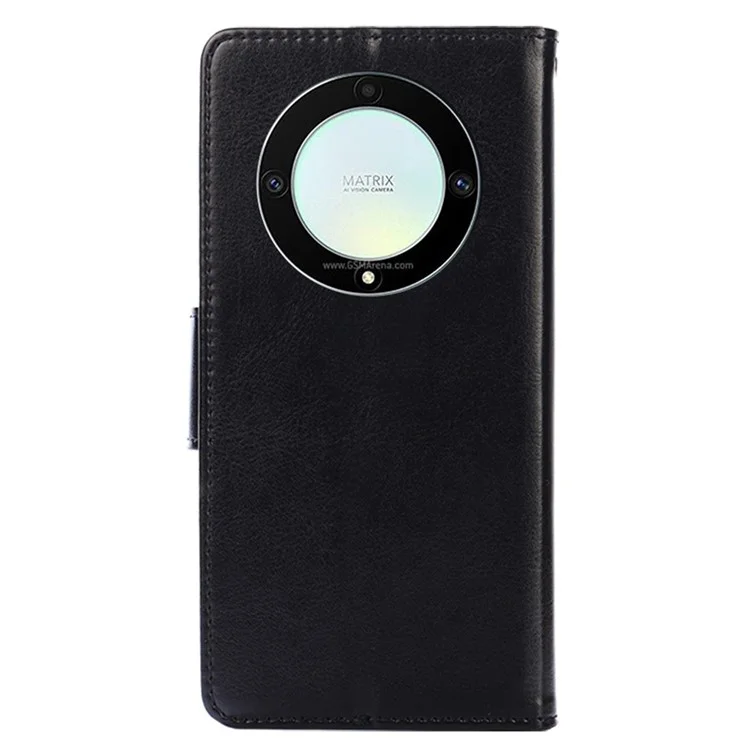 For Honor X9a 5G / X40 5G /  Magic5 Lite 5G Cell Phone Cover PU Leather Stand Wallet Protective Phone Case - Black