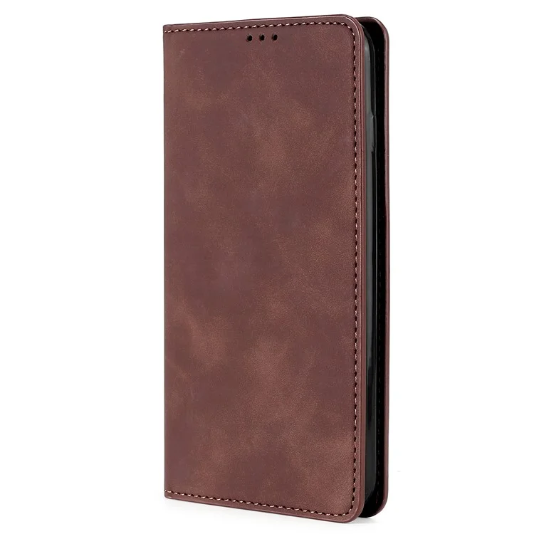 For Honor X40 5G / X9a 5G / Magic5 Lite 5G Skin-touch Phone Case Card Holder Leather Stand Anti-drop Cover - Dark Brown