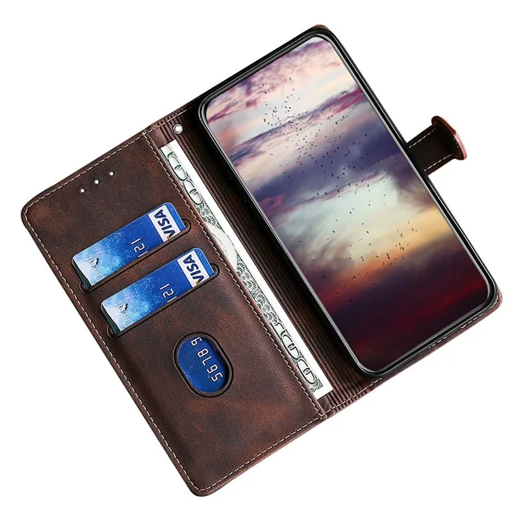 For Honor X40 5G Téléphone résistant aux chocs Couvercle du support Conception de chapeau de paille Étui portefeuille en cuir PU - Brun