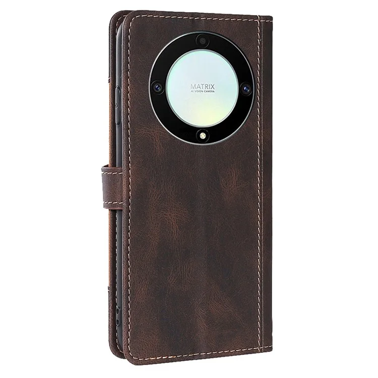 For Honor X40 5G Téléphone résistant aux chocs Couvercle du support Conception de chapeau de paille Étui portefeuille en cuir PU - Brun