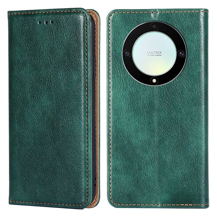For Honor X40 5G / X9a 5G / Magic5 Lite 5G PU Leather Wallet Phone Case Magnetic Auto-closing Shockproof Stand Cover - Green