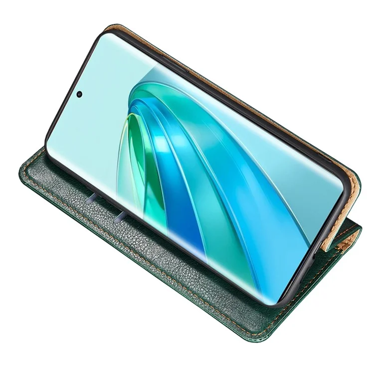 For Honor X40 5G / X9a 5G / Magic5 Lite 5G PU Leather Wallet Phone Case Magnetic Auto-closing Shockproof Stand Cover - Green