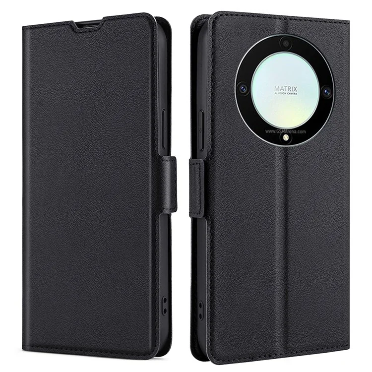 Funda de teléfono para Honor X9a 5G / X40 5G / Magic5 Lite 5G, funda de teléfono de cuero PU con soporte para tarjetas - Negro