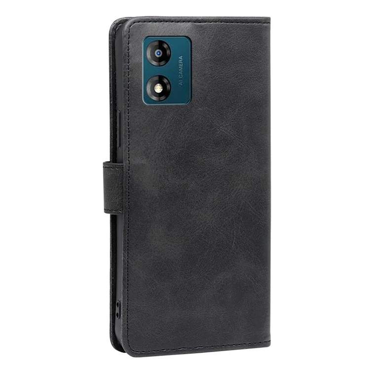 PU Leather Phone Case for Motorola Moto E13 4G Wallet Stand Magnetic Phone Cover - Black