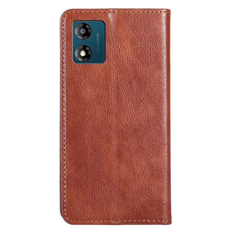 Mobile Phone Case for Motorola Moto E13 4G PU Leather Protective Cover Wallet Stand Case - Brown
