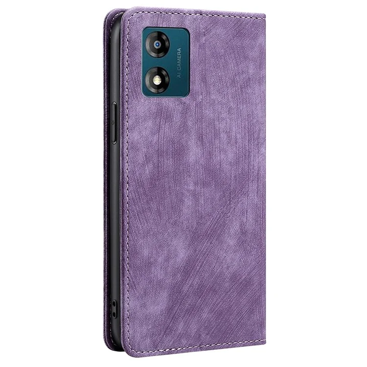 For Motorola Moto E13 4G RFID Blocking Phone Leather Case Wallet Stand Phone Cover - Purple
