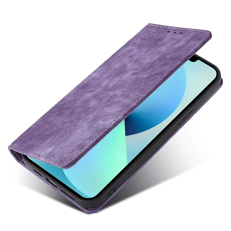 For Motorola Moto E13 4G RFID Blocking Phone Leather Case Wallet Stand Phone Cover - Purple