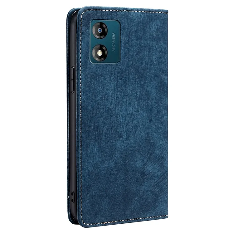 For Motorola Moto E13 4G RFID Blocking Phone Leather Case Wallet Stand Phone Cover - Blue