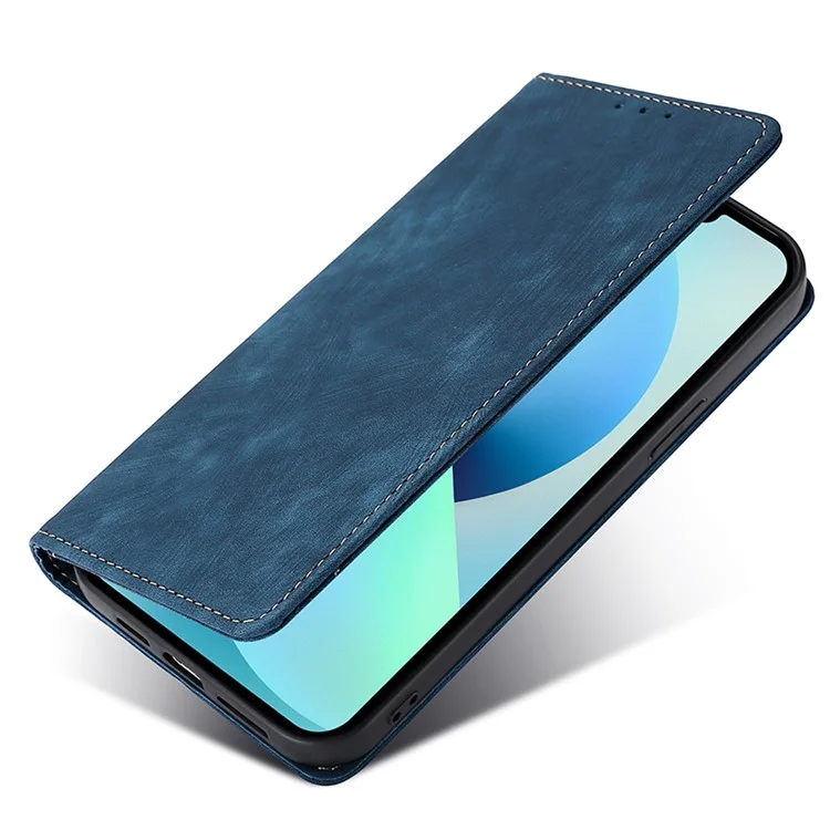 For Motorola Moto E13 4G RFID Blocking Phone Leather Case Wallet Stand Phone Cover - Blue