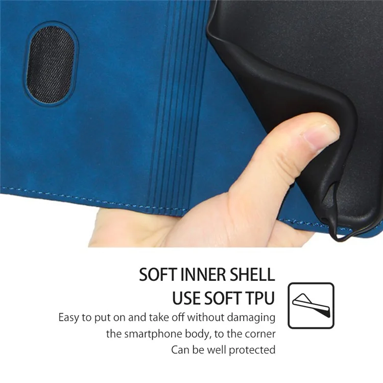 Pour Oppo A17k 4G Porte-cartes Étui de protection pliable Couverture de peau-tactile Anti-chute en cuir Étui de téléphone - Bleu