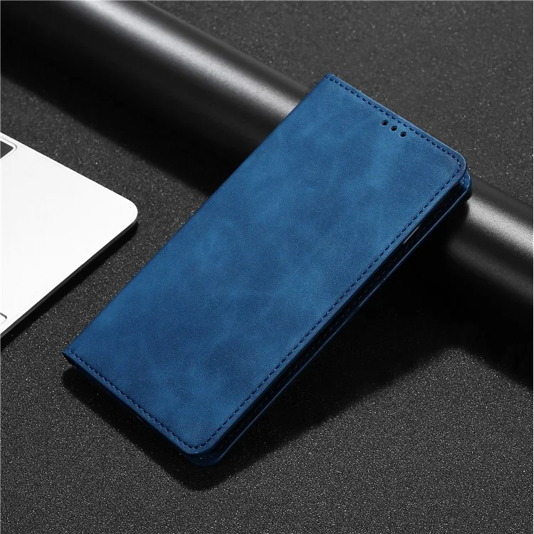 Pour Oppo A17k 4G Porte-cartes Étui de protection pliable Couverture de peau-tactile Anti-chute en cuir Étui de téléphone - Bleu