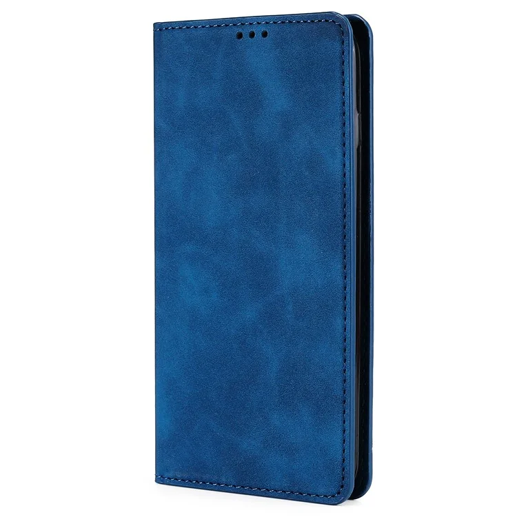 Pour Oppo A17k 4G Porte-cartes Étui de protection pliable Couverture de peau-tactile Anti-chute en cuir Étui de téléphone - Bleu