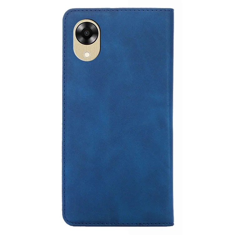 Pour Oppo A17k 4G Porte-cartes Étui de protection pliable Couverture de peau-tactile Anti-chute en cuir Étui de téléphone - Bleu