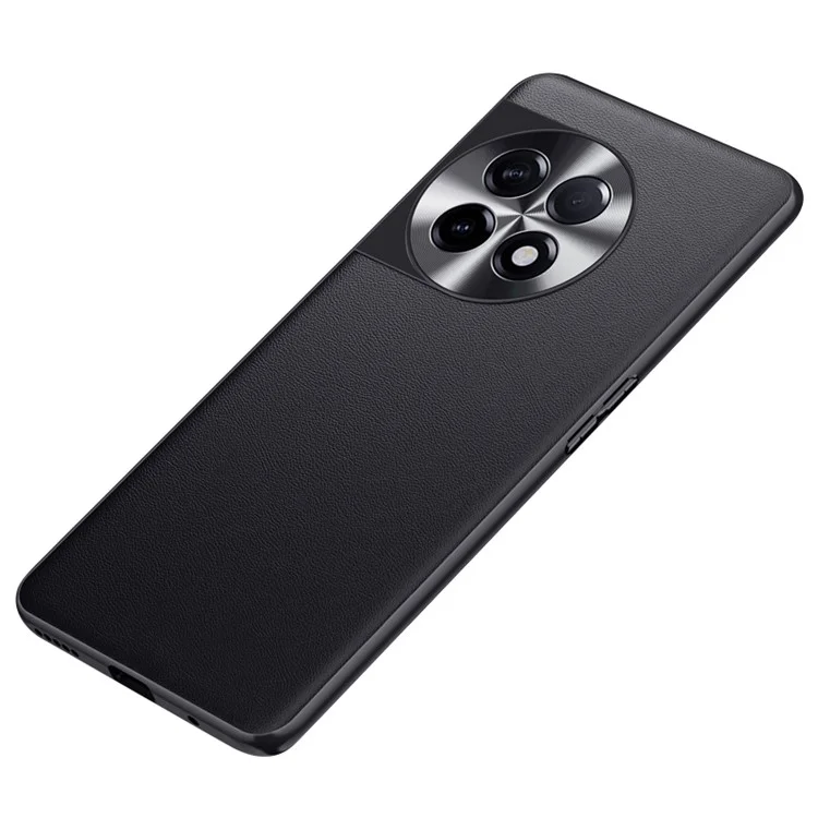 Para OnePlus 11 5G Revestido de Couro PU TPU + PC Capa Protetora Resistente a Escorregões - Preta