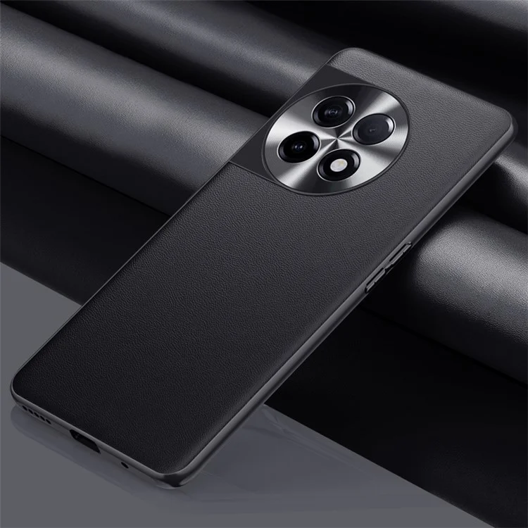 Para OnePlus 11 5G Revestido de Couro PU TPU + PC Capa Protetora Resistente a Escorregões - Preta