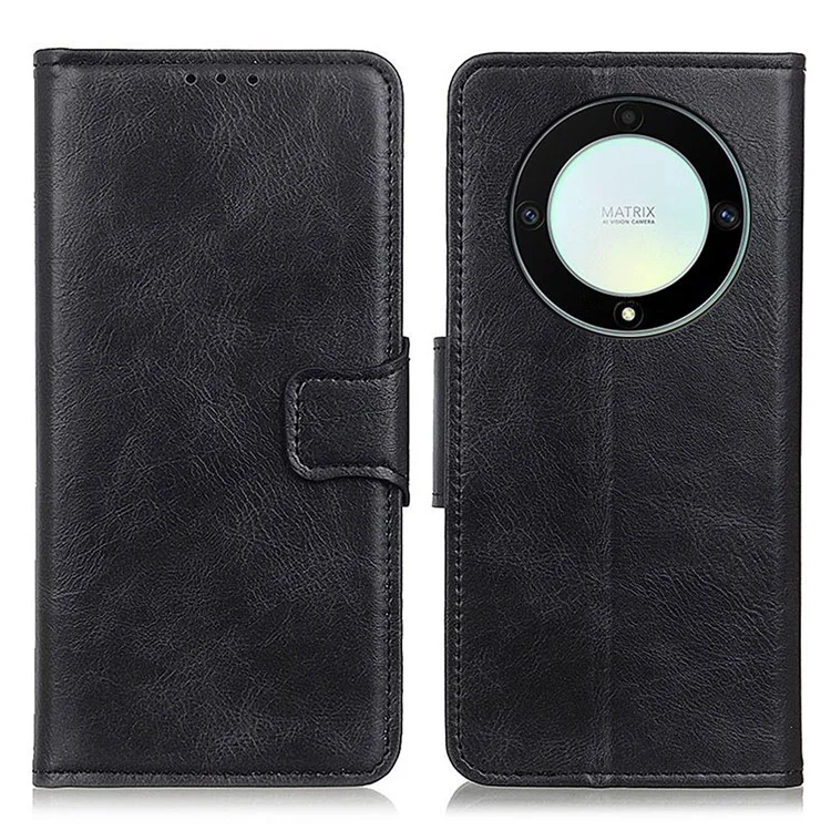 Para Honor X9a 5G / X40 5G / Magic5 Lite 5G Crazy Horse Texture Funda de teléfono Soporte Carcasa de Cuero PU - Negro