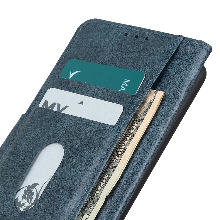 For Honor X9a 5G / X40 5G / Magic5 Lite 5G Crazy Horse Texture Phone Case Stand PU Leather Wallet Cover - Blau