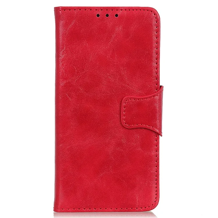 For Honor X7a 5G Crazy Horse Texture Split Leather Wallet Cover Shockproof Cell Phone Stand Case - Rojo