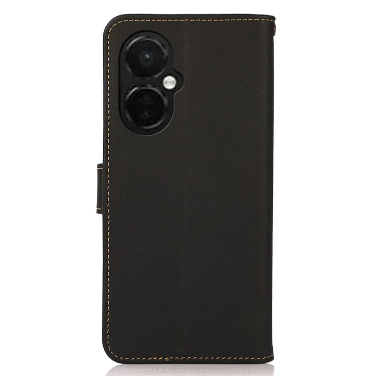 KHAZNEH Para OnePlus Nord CE 3 Lite 5G / Nord N30 5G RFID Blocking Phone Wallet Case Genuine Leather Stand Phone Cover - Preto