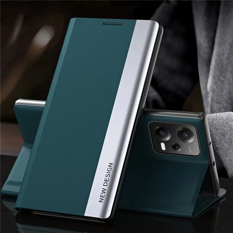 Pour Xiaomi Poco X5 5G / Redmi Note 12 5G (Global) / (Inde) / (Chine) Étui de téléphone en cuir PU avec revêtement électrolytique - Vert