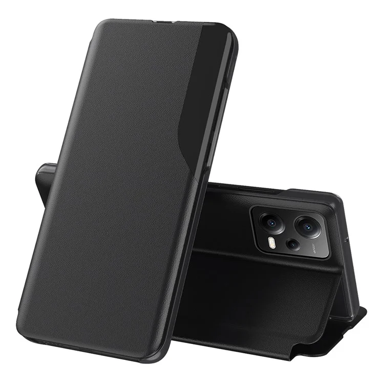 For Xiaomi Poco X5 5G / Redmi Note 12 5G (Global) / (India) / (China) Phone Case Folio Flip PU Leather Stand Cover - Black