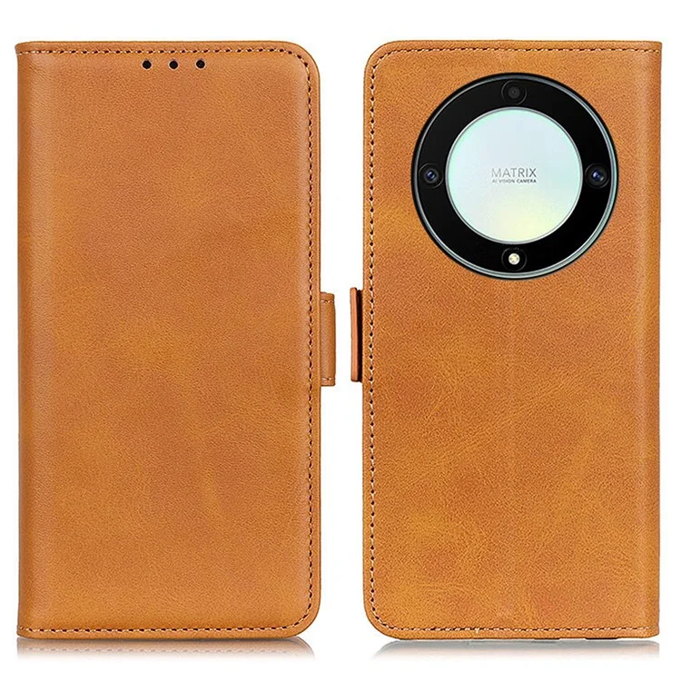 For Honor X9a 5G / X40 5G / Magic5 Lite 5G Phone Wallet Case Cowhide Texture Leather Stand Phone Cover - Yellow