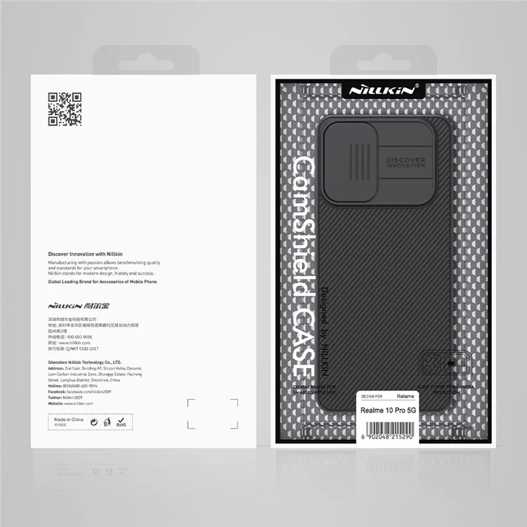 NILLKIN CamShield Hard PC Phone Case per Realme 10 Pro 5G, Protezione Scorrevole Obiettivo Custodia per Telefono - Nero