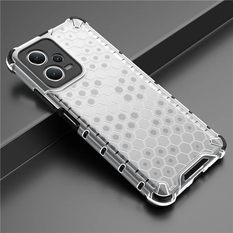 For Xiaomi Redmi Note 12 5G (India) / Poco X5 5G Honeycomb Texture Shockproof TPU+PC Case Phone Back Cover - Grey