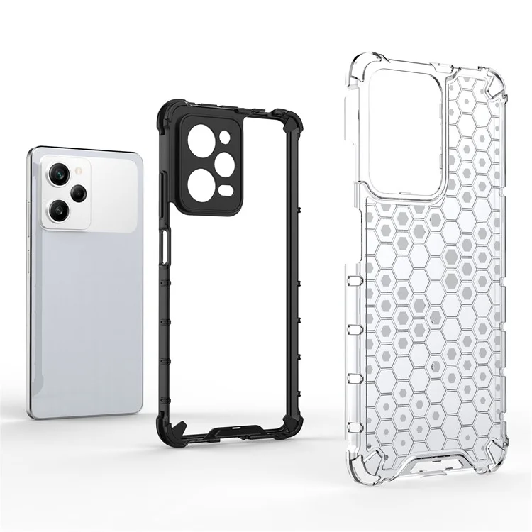 For Xiaomi Redmi Note 12 Pro 5G / Note 12 Explorer 5G Honeycomb Texture TPU+PC Phone Case Back Cover - Grey