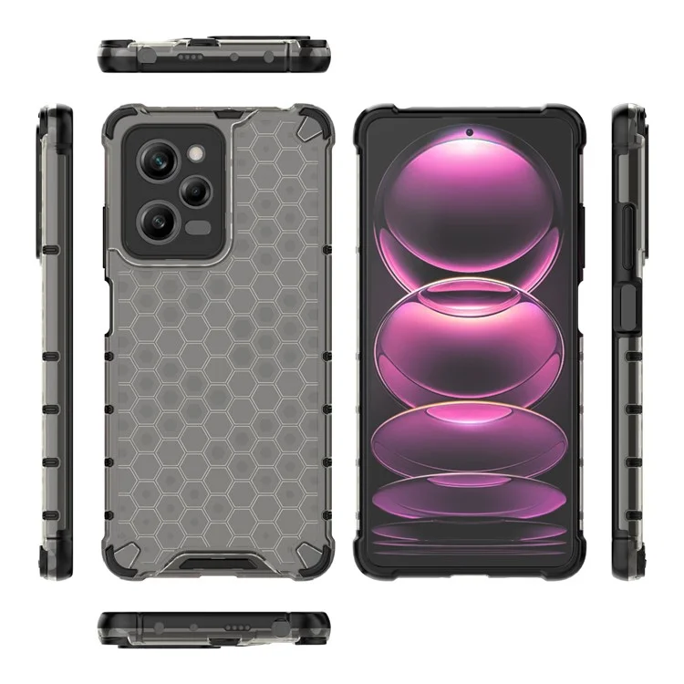 Para Xiaomi Redmi Note 12 Pro 5G / Nota 12 Explorador 5G Textura Honeycomb Tpu+case de Teléfono pc Tapa Posterior - Negro