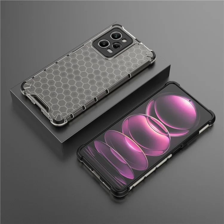 Para Xiaomi Redmi Note 12 Pro 5G / Nota 12 Explorador 5G Textura Honeycomb Tpu+case de Teléfono pc Tapa Posterior - Negro